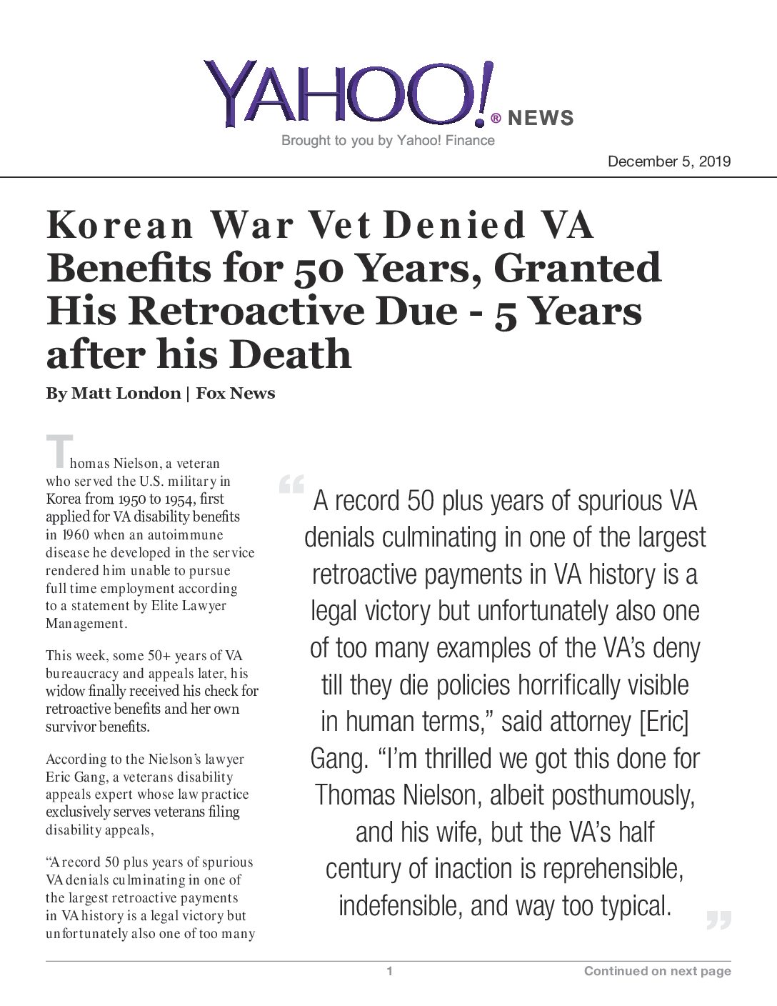 Korean War Vet Denied VA Benefits for 50 Years, Granted His Retroactive Due – 5 Years after his Death