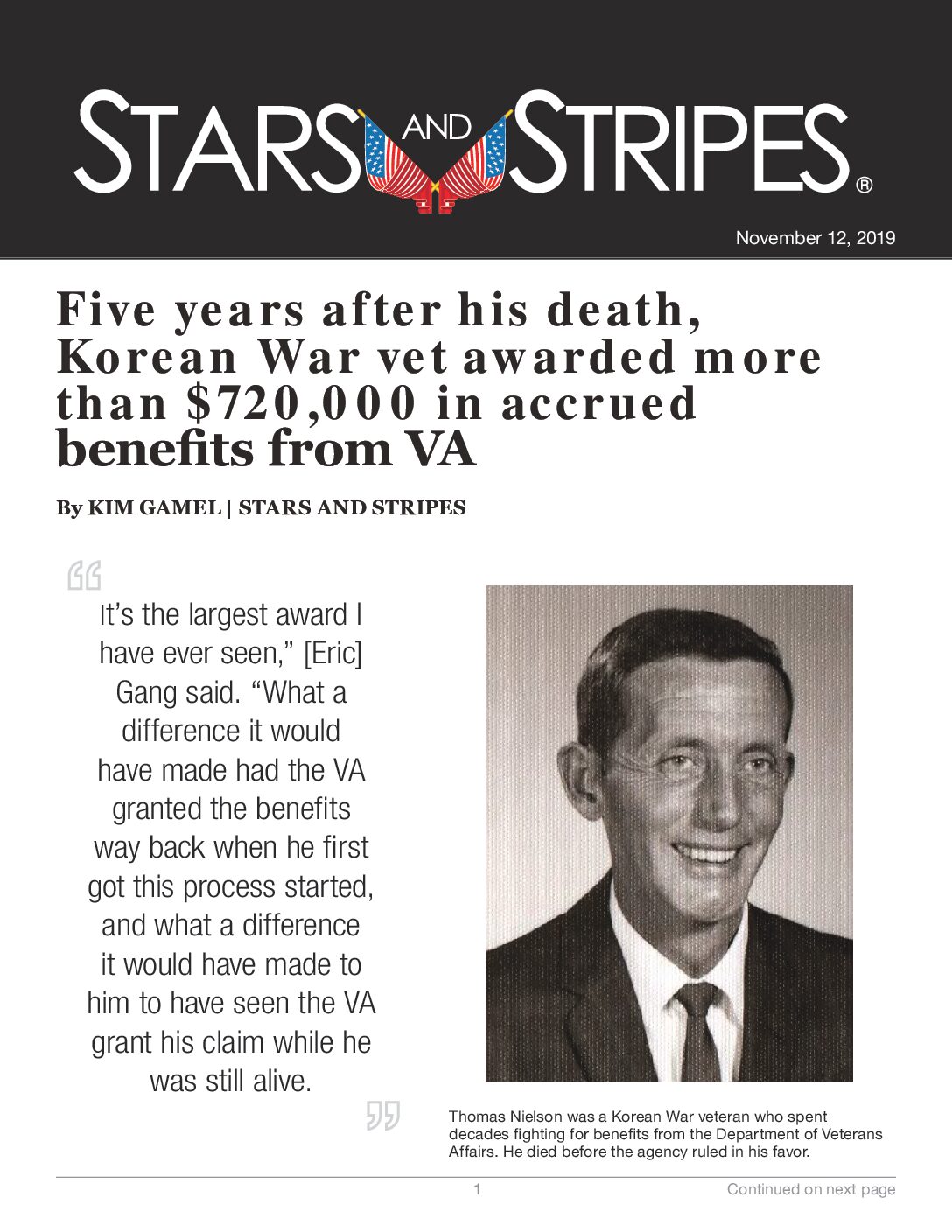 Five years after his death, Korean War vet awarded more than $720,000 in accrued benefits from VA